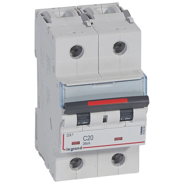 Disjoncteur magnéto-thermique dx³ - 2p - 20 a - 36 ka - courbe c - Legrand - 410009