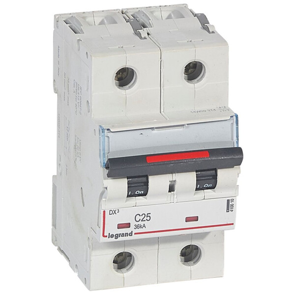 Disjoncteur magnéto-thermique dx³ - 2p - 25 a - 36 ka - courbe c - Legrand - 410010