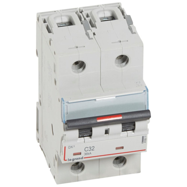 Disjoncteur magnéto-thermique dx³ - 2p - 32 a - 36 ka - courbe c - Legrand - 410011