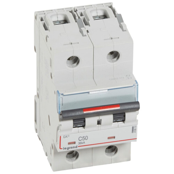 Disjoncteur magnéto-thermique dx³ - 2p - 50 a - 36 ka - courbe c - Legrand - 410013