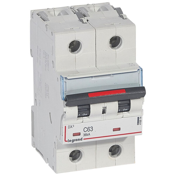 Disjoncteur magnéto-thermique dx³ - 2p - 63 a - 36 ka - courbe c - Legrand - 410014