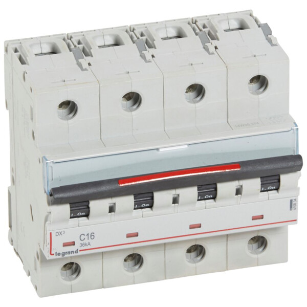 Disjoncteur magnéto-thermique dx³ - 4p - 16 a - 36 ka - courbe c - Legrand - 410034