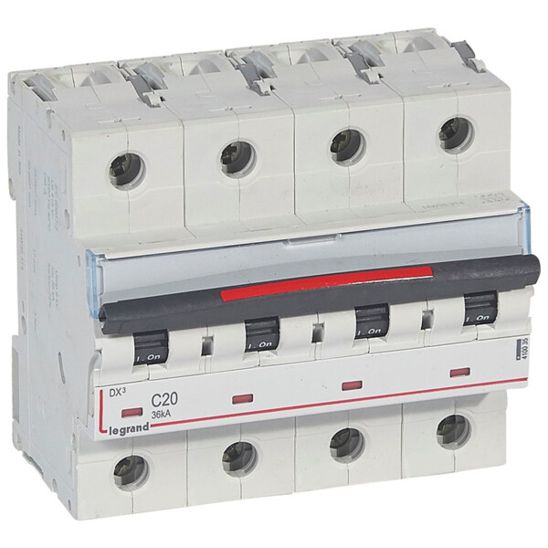 Disjoncteur magnéto-thermique dx³ - 4p - 20 a - 36 ka - courbe c - Legrand - 410035