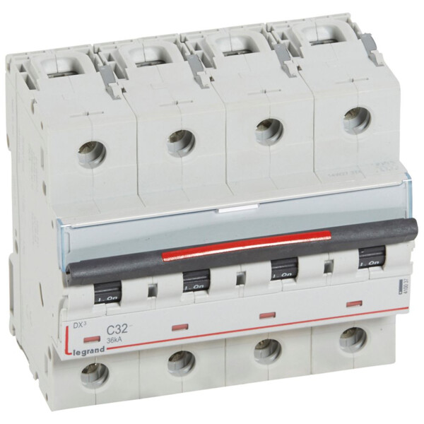 Disjoncteur magnéto-thermique dx³ - 4p - 32 a - 36 ka - courbe c - Legrand - 410037