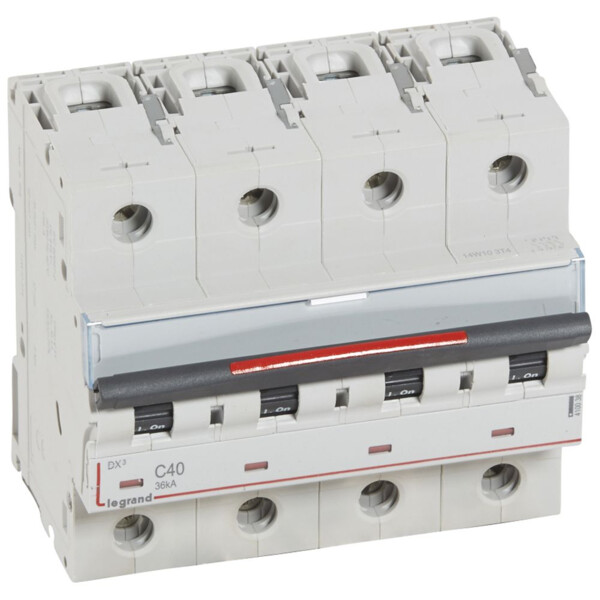 Disjoncteur magnéto-thermique dx³ - 4p - 40 a - 36 ka - courbe c - Legrand - 410038