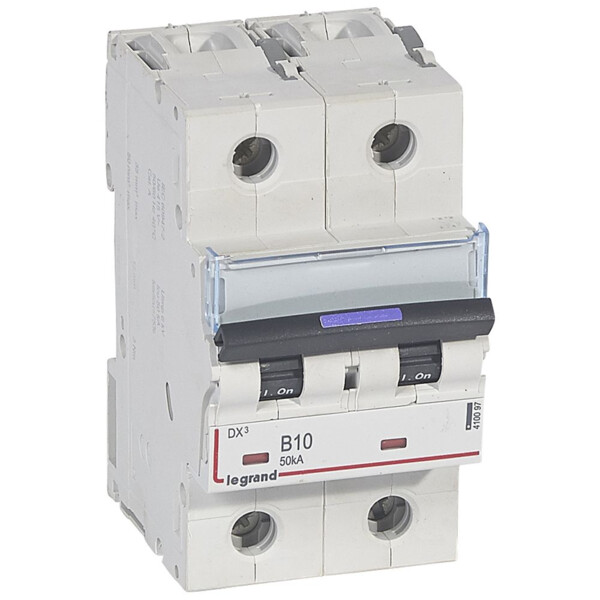 Disjoncteur magnéto-thermique dx³ - 2p - 10 a - 50 ka - courbe b - Legrand - 410097