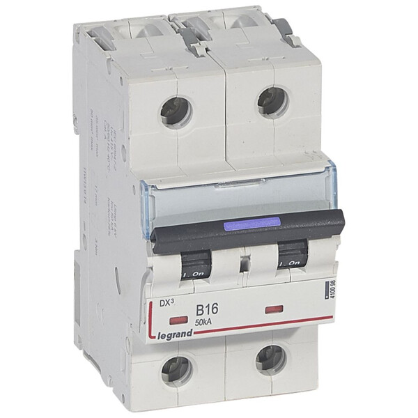 Disjoncteur magnéto-thermique dx³ - 2p - 16 a - 50 ka - courbe b - Legrand - 410098