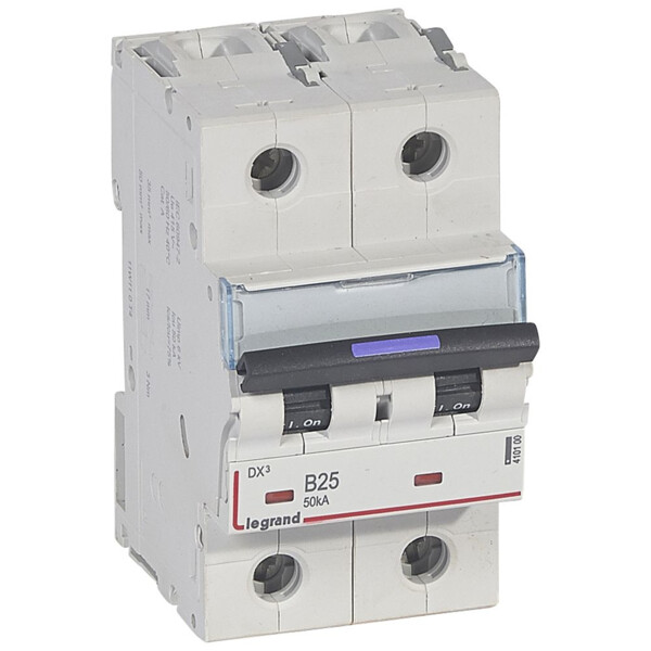 Disjoncteur magnéto-thermique dx³ - 2p - 25 a - 50 ka - courbe b - Legrand - 410100