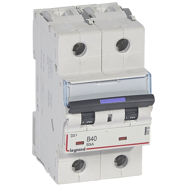 Disjoncteur magnéto-thermique dx³ - 2p - 40 a - 50 ka - courbe b - Legrand - 410102