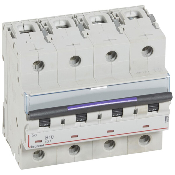 Disjoncteur magnéto-thermique dx³ - 4p - 10 a - 50 ka - courbe b - Legrand - 410121