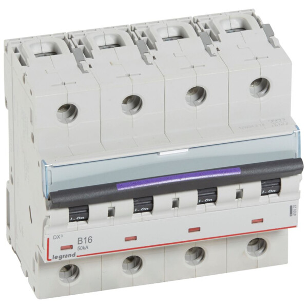 Disjoncteur magnéto-thermique dx³ - 4p - 16 a - 50 ka - courbe b - Legrand - 410122