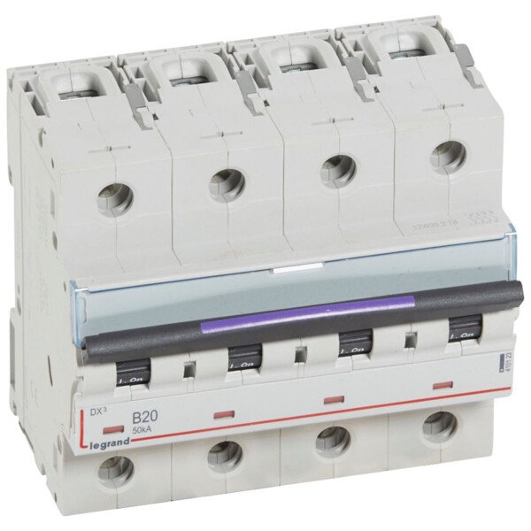 Disjoncteur magnéto-thermique dx³ - 4p - 20 a - 50 ka - courbe b - Legrand - 410123