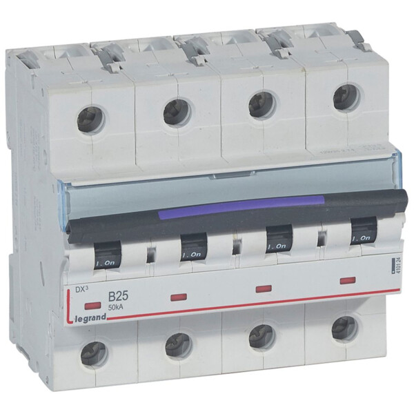 Disjoncteur magnéto-thermique dx³ - 4p - 25 a - 50 ka - courbe b - Legrand - 410124
