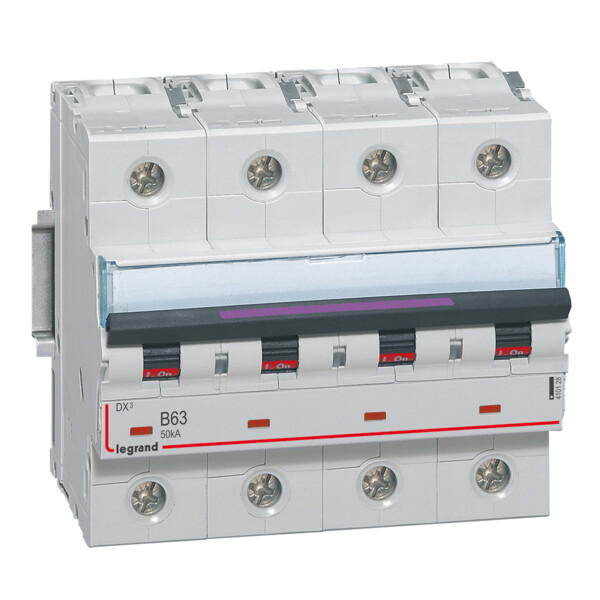 Disjoncteur magnéto-thermique dx³ - 4p - 63 a - 50 ka - courbe b - Legrand - 410128