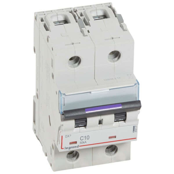 Disjoncteur magnéto-thermique dx³ - 2p - 10 a - 50 ka - courbe c - Legrand - 410147