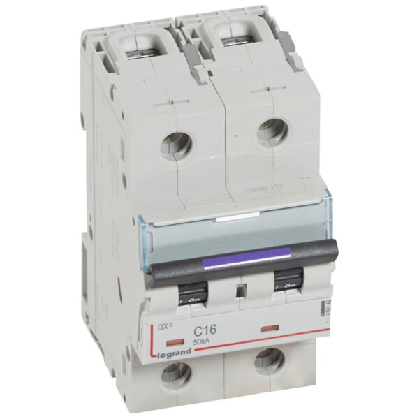 Disjoncteur magnéto-thermique dx³ - 2p - 16 a - 50 ka - courbe c - Legrand - 410148