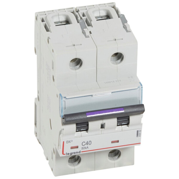 Disjoncteur magnéto-thermique dx³ - 2p - 40 a - 50 ka - courbe c - Legrand - 410152