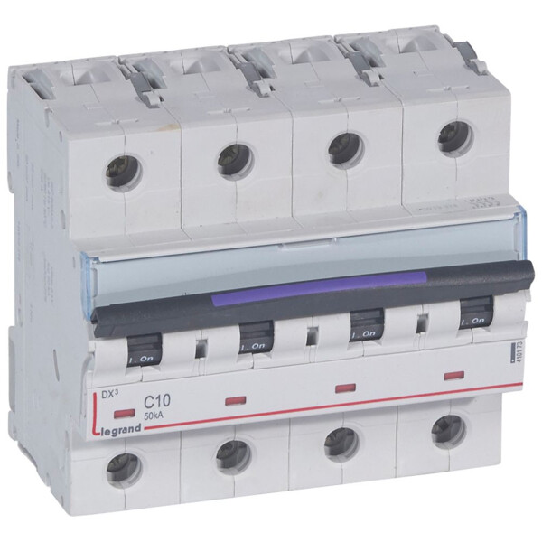 Disjoncteur magnéto-thermique dx³ - 4p - 10 a - 50 ka - courbe c - Legrand - 410173