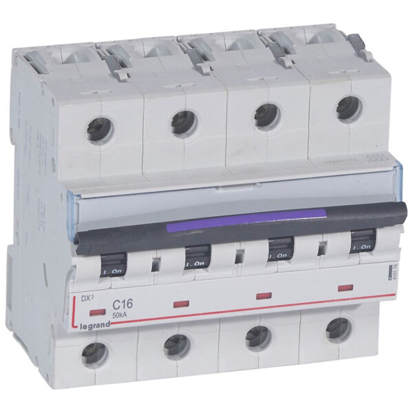 Disjoncteur magnéto-thermique dx³ - 4p - 16 a - 50 ka - courbe c - Legrand - 410174