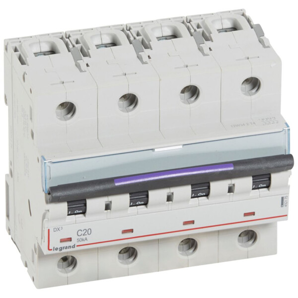 Disjoncteur magnéto-thermique dx³ - 4p - 20 a - 50 ka - courbe c - Legrand - 410175