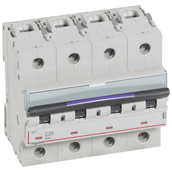 Disjoncteur magnéto-thermique dx³ - 4p - 25 a - 50 ka - courbe c - Legrand - 410176
