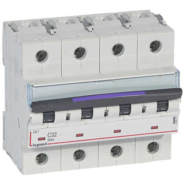 Disjoncteur magnéto-thermique dx³ - 4p - 32 a - 50 ka - courbe c - Legrand - 410177