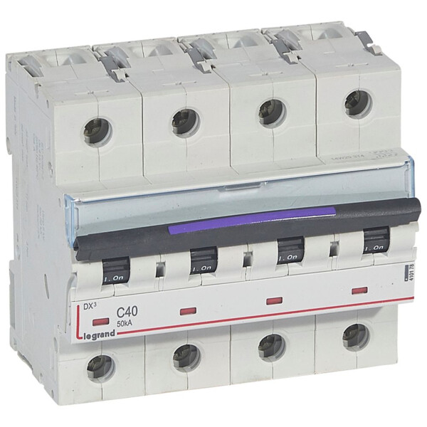 Disjoncteur magnéto-thermique dx³ - 4p - 40 a - 50 ka - courbe c - Legrand - 410178