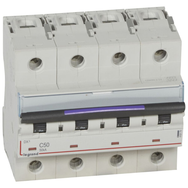 Disjoncteur magnéto-thermique dx³ - 4p - 50 a - 50 ka - courbe c - Legrand - 410179