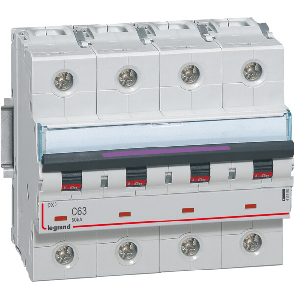 Disjoncteur magnéto-thermique dx³ - 4p - 63 a - 50 ka - courbe c - Legrand - 410180