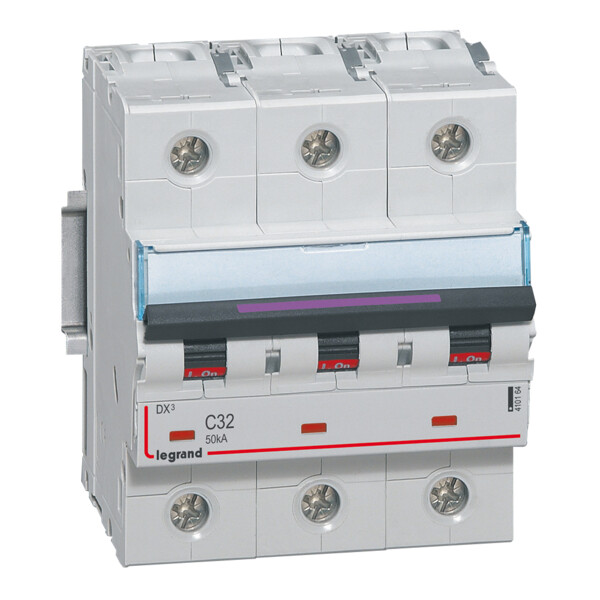 Disjoncteur magnéto-thermique dx³ - 3p - 32 a - 50 ka - courbe c - Legrand - 410164