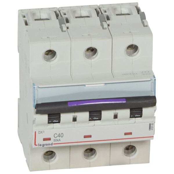 Disjoncteur magnéto-thermique dx³ - 3p - 40 a - 50 ka - courbe c - Legrand - 410165