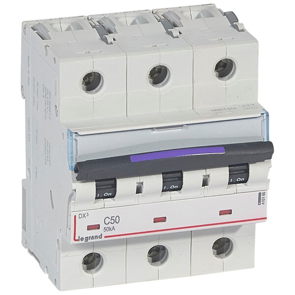 Disjoncteur magnéto-thermique dx³ - 3p - 50 a - 50 ka - courbe c - Legrand - 410166
