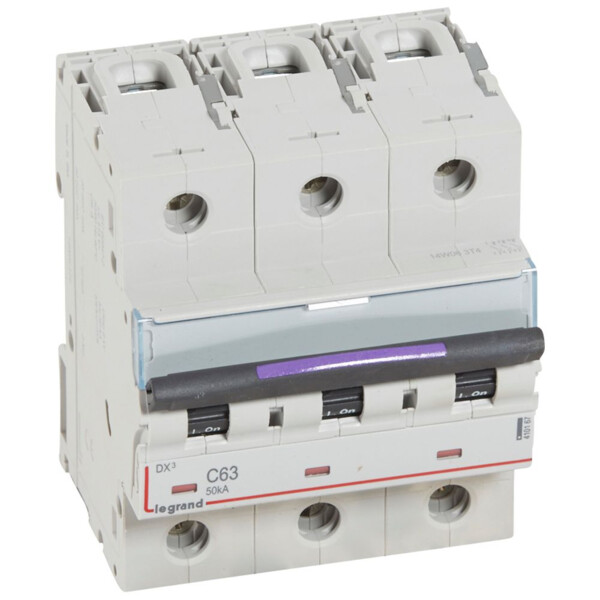 Disjoncteur magnéto-thermique dx³ - 3p - 63 a - 50 ka - courbe c - Legrand - 410167