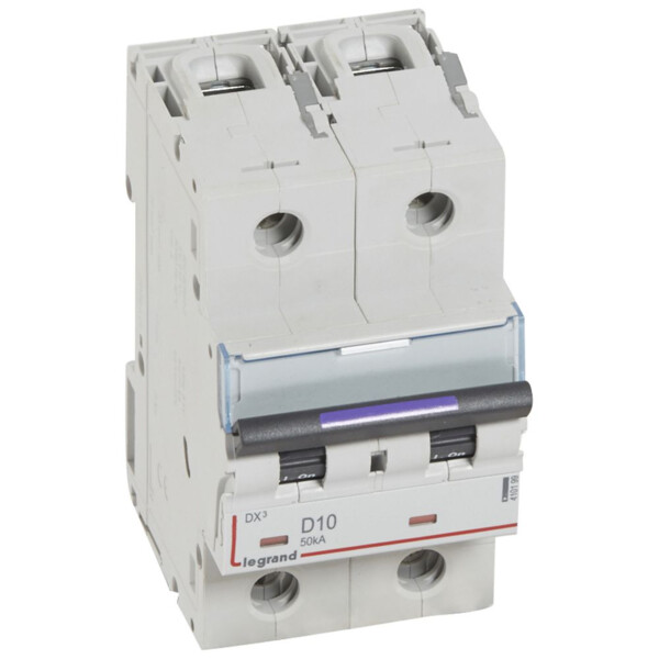 Disjoncteur magnéto-thermique dx³ - 2p - 10 a - 50 ka - courbe d - Legrand - 410199