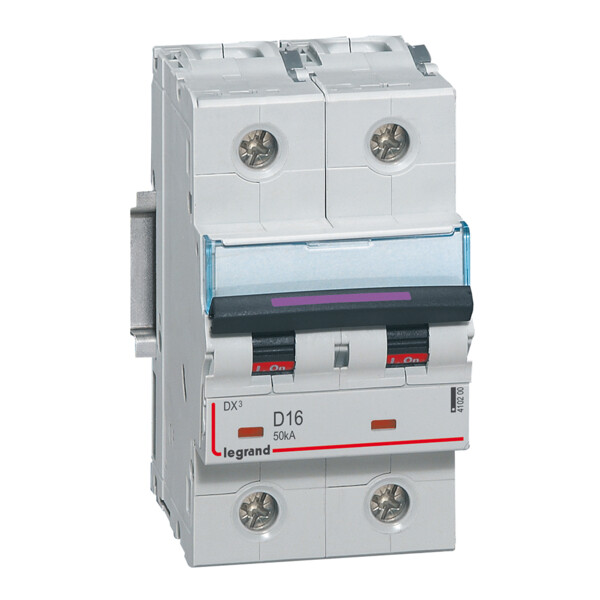 Disjoncteur magnéto-thermique dx³ - 2p - 16 a - 50 ka - courbe d - Legrand - 410200