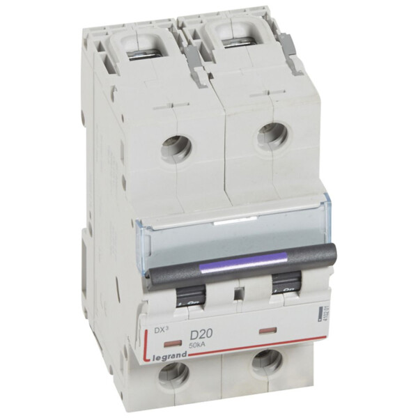 Disjoncteur magnéto-thermique dx³ - 2p - 20 a - 50 ka - courbe d - Legrand - 410201