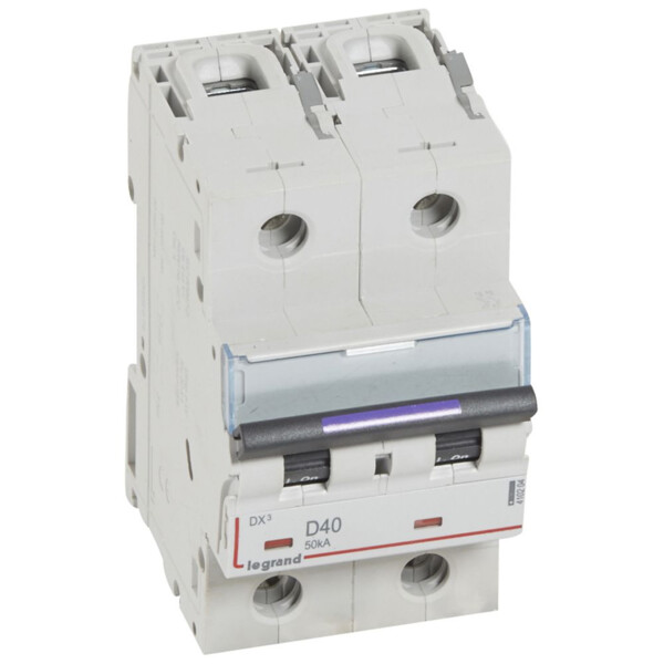 Disjoncteur magnéto-thermique dx³ - 2p - 40 a - 50 ka - courbe d - Legrand - 410204