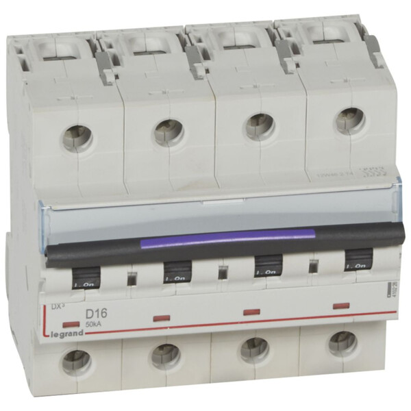 Disjoncteur magnéto-thermique dx³ - 4p - 16 a - 50 ka - courbe d - Legrand - 410226