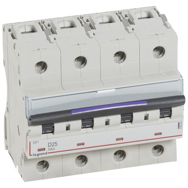Disjoncteur magnéto-thermique dx³ - 4p - 25 a - 50 ka - courbe d - Legrand - 410228