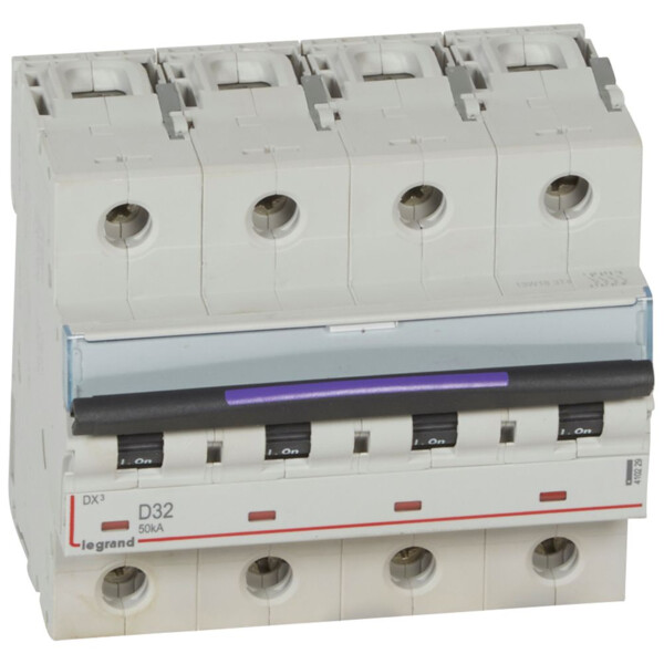 Disjoncteur magnéto-thermique dx³ - 4p - 32 a - 50 ka - courbe d - Legrand - 410229