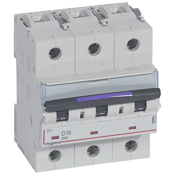 Disjoncteur magnéto-thermique dx³ - 3p - 16 a - 50 ka - courbe d - Legrand - 410213