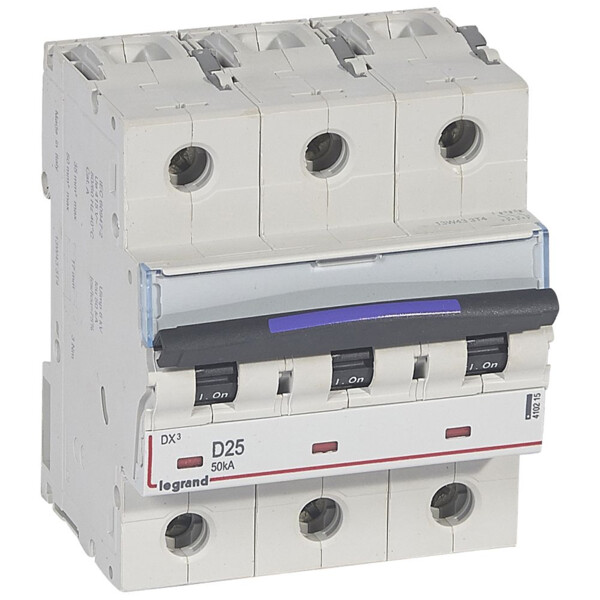 Disjoncteur magnéto-thermique dx³ - 3p - 25 a - 50 ka - courbe d - Legrand - 410215