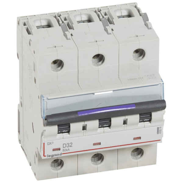 Disjoncteur magnéto-thermique dx³ - 3p - 32 a - 50 ka - courbe d - Legrand - 410216