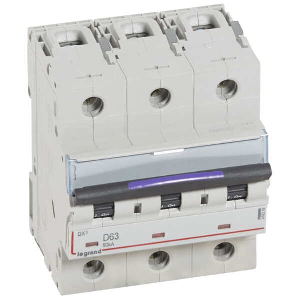 Disjoncteur magnéto-thermique dx³ - 3p - 63 a - 50 ka - courbe d - Legrand - 410219