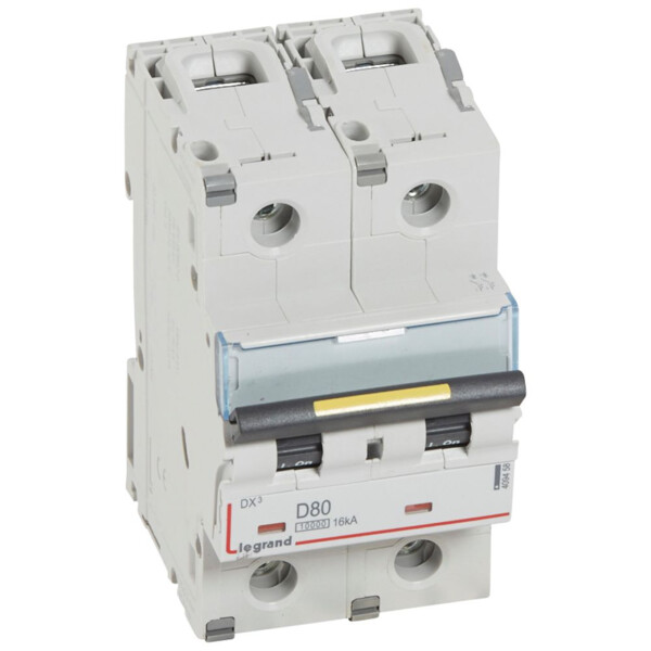 Disjoncteur dx³ 10000-vis/vis-2p-230/400v~-80a-16ka-courbe d-protect départ - Legrand - 409458