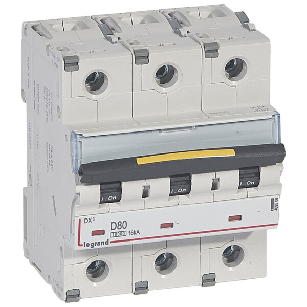 Disjoncteur dx³ 10000-vis/vis-3p-400v~-80a-16ka-courbe d-protect départ - Legrand - 409506