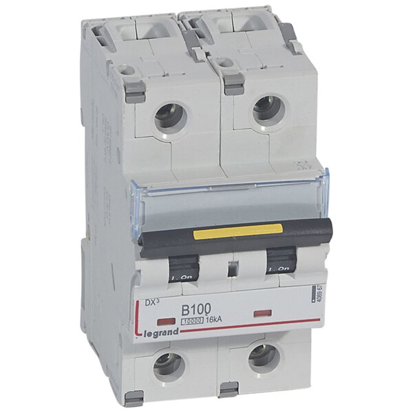 Disjoncteur dx³ 10000-vis/vis-2p-230/400v~-100a-16ka-courbe b-protect départ - Legrand - 408967