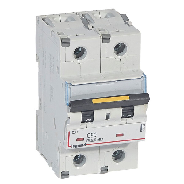Disjoncteur dx³ 10000-vis/vis-2p-230/400v~-80a-16ka-courbe c-protect départ - Legrand - 409228