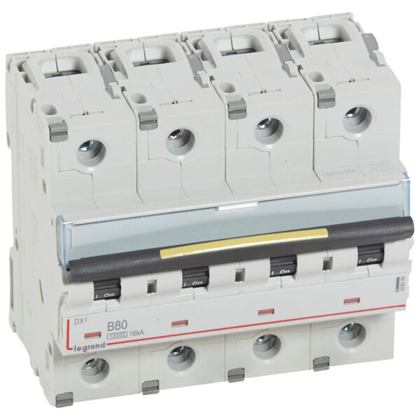 Disjoncteur dx³ 10000-vis/vis-4p-400v~-80a-16ka-courbe b-protect départ - Legrand - 409089