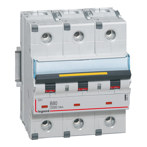 Disjoncteur dx³ 10000-vis/vis-3p-400v~-80a-16ka-courbe b-protect départ - Legrand - 409015